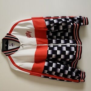Yitty Major Label Track Jacket Red and White Racer Jacket Snap Sleeves XXL 1X